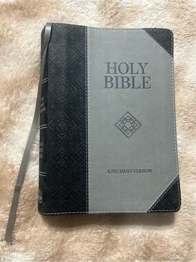 Holy Bible King James Version - Gray & Black Simulated Leather Giant Print NEW
